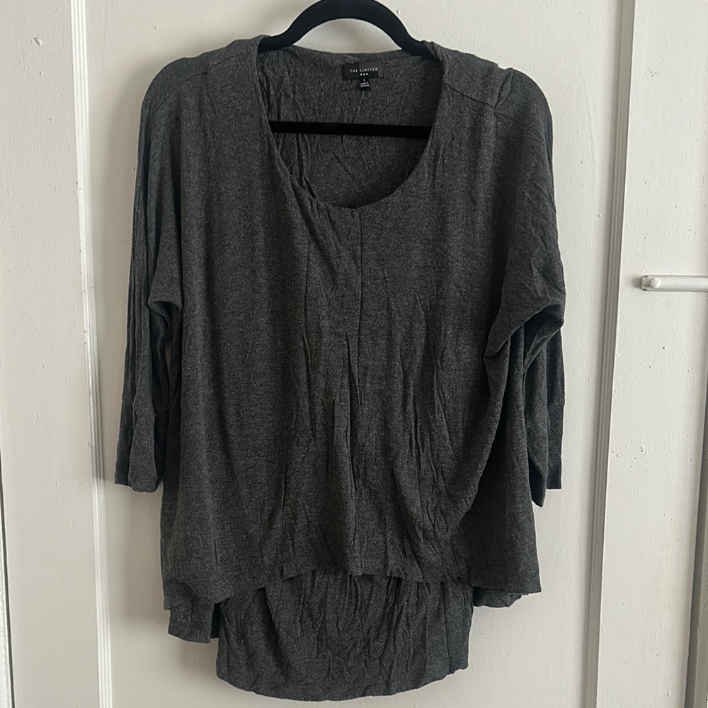 Express Dark Gray Long-Sleeve Scoop-Neck Tunic